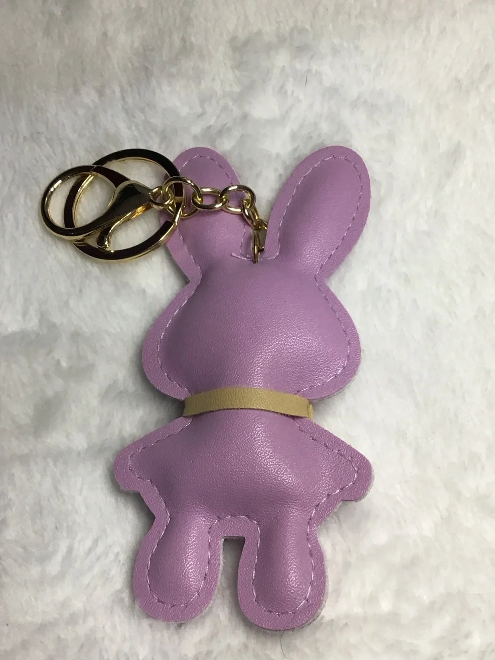 Lilac Bunny Keychain with Beige Bow - Kids Accessories